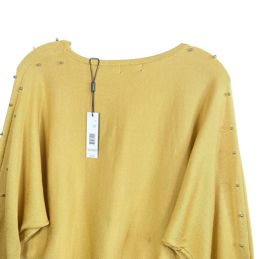 Tahari Womens Sweater Large Yellow Gold Beaded Boat Neck Dolman Sleeve Pullover - Picture 5 of 10